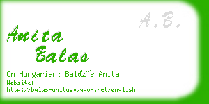 anita balas business card